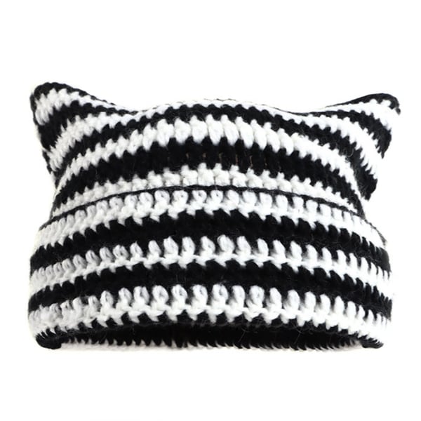 Leikkisä Devil Knitted Hat Black+White