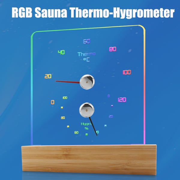 Saunalämpömittari Kosteusmittari RGB-valolla