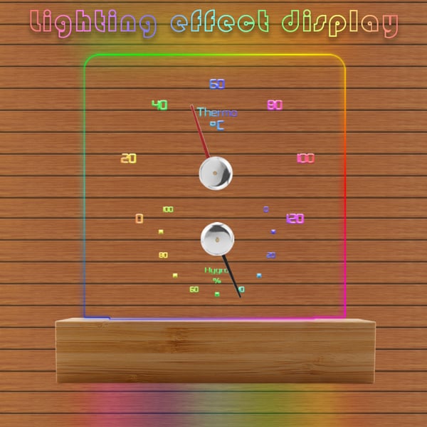 Saunalämpömittari Kosteusmittari RGB-valolla