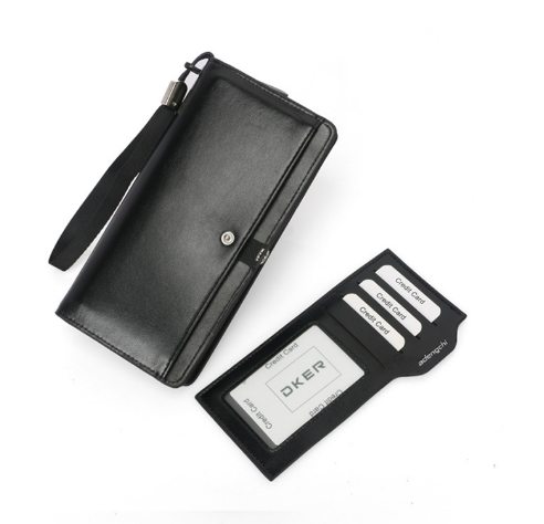 Herre lang clutch-lommebok med flere kortspor Black