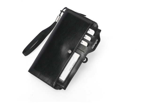 Herre lang clutch-lommebok med flere kortspor Black