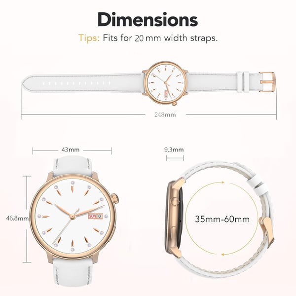 Smartwatch med puls-, blodtryks- og iltmåling White