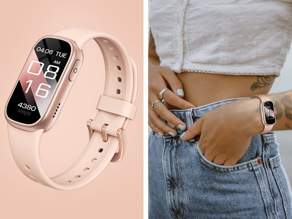 Älykello Bluetooth-puheluilla ja terveyden seurannalla Pink