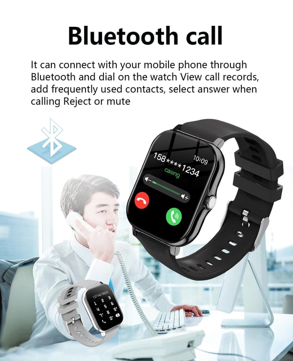 Smartur med Bluetooth-opkald og fitnesstracker Black