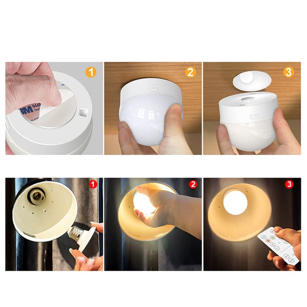Oppladbar LED-lampe med fjernkontroll 2-pakning Magnetic