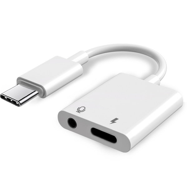 TYPE-C til 3,5 mm lydadapter med opladningsport