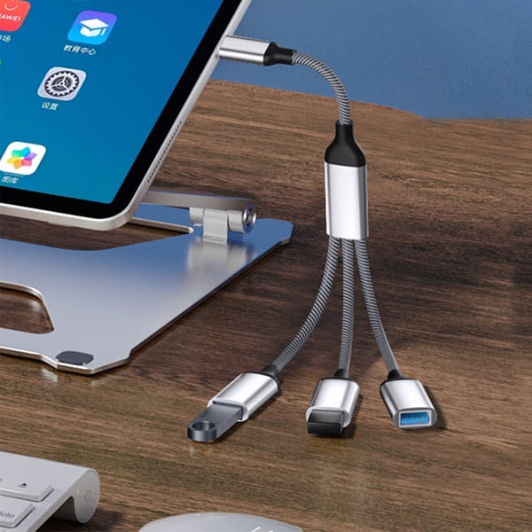 Typ-C till 3-portars USB-hubb splitteradapter Silver