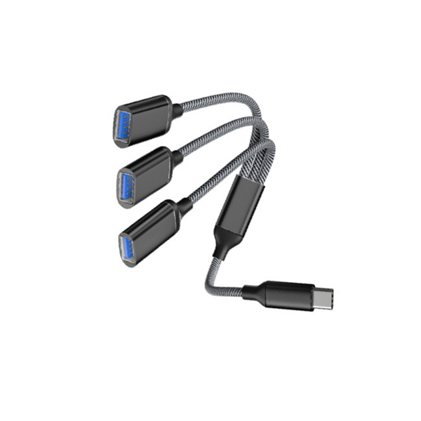 Type-C til 3-ports USB Hub Splitter Adapter Black