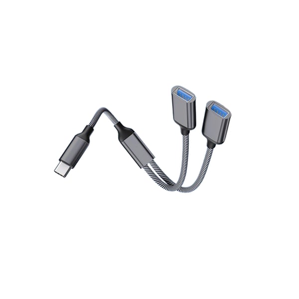 Typ-C till Dual USB 2.0-Adapter Grey