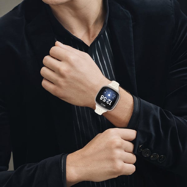 Klokkerem i ekte skinn for Fitbit Versa 4 Apricot