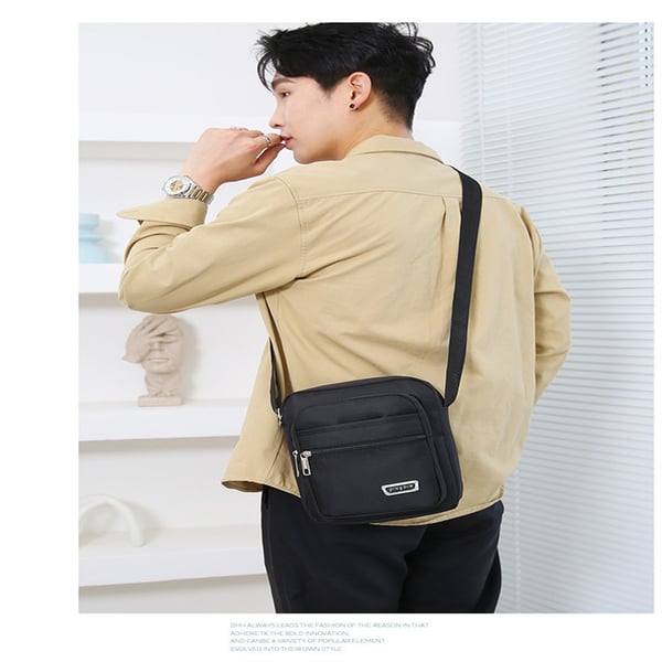 Nylon Crossbody-veske for menn Six zippers