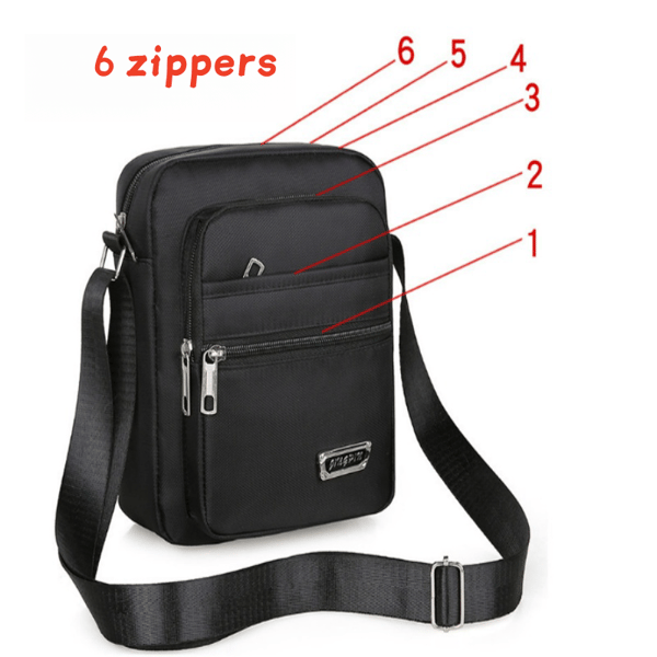 Nylon Crossbody-veske for menn Six zippers