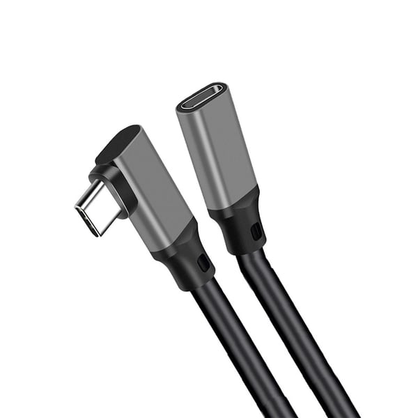 Type-C skjøtekabel med albuedesign - PQ116 grå (10Gbps+4K+100W) 1 m