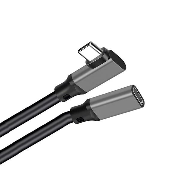 Type-C skjøtekabel med albuedesign - PQ116 grå (10Gbps+4K+100W) 1 m