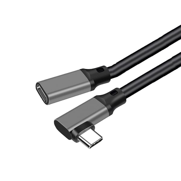 Type-C skjøtekabel med albuedesign - PQ116 grå (10Gbps+4K+100W) 1 m