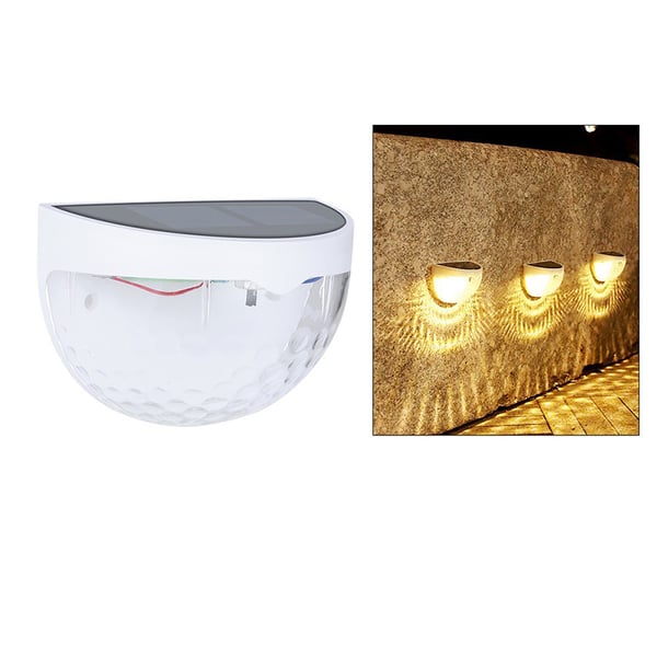 6-pack solar gjerdelys, varmhvite LED utendørs vegglys White