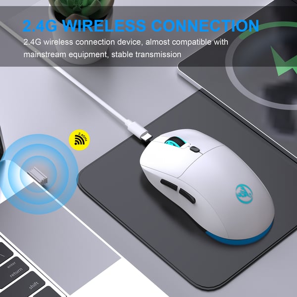 Trådløs mus - Oppladbar 2.4G White