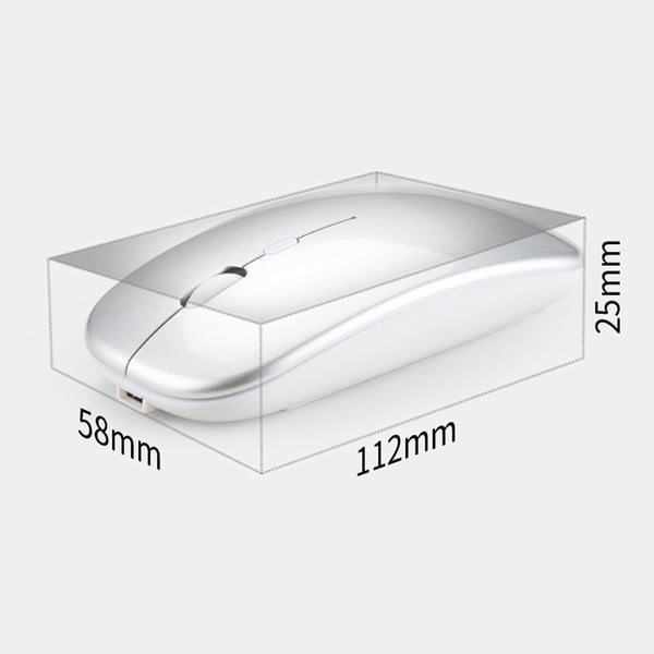 Trådløs mus 2.4G - Lydløs optisk computermus Silver