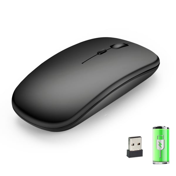 Trådløs mus 2.4G - Lydløs optisk computermus Black