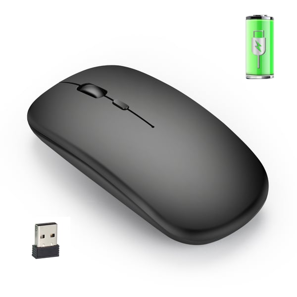Trådløs mus 2.4G - Lydløs optisk computermus Black