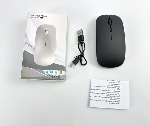 Trådløs mus 2.4G - Lydløs optisk computermus Black