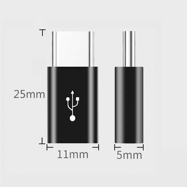 2-pack korta Android till USB-C-adaptrar Black