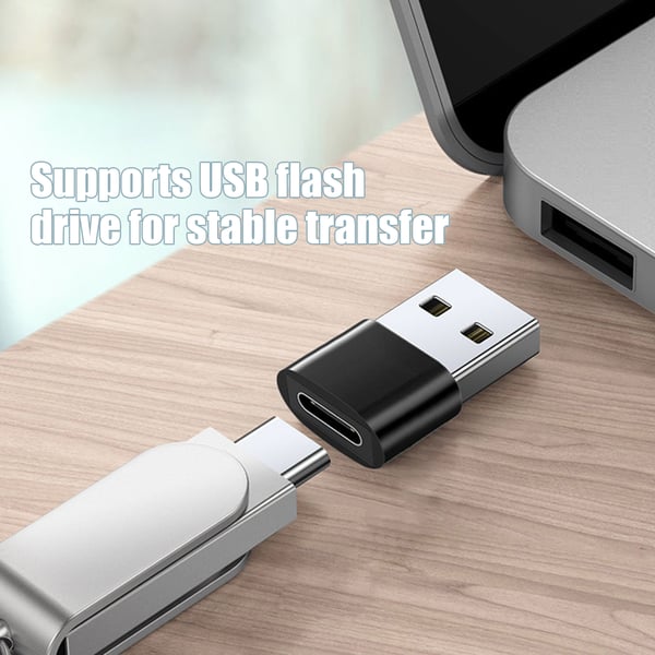 2-pak USB-C til USB-adapter til dataoverførsel og opladning Black