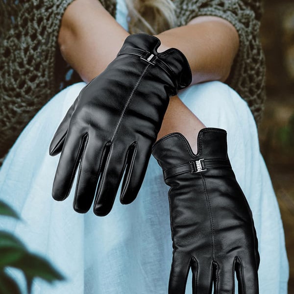 Dame Vinterhandsker i Fåreskind - Touchscreen & Varm Black L