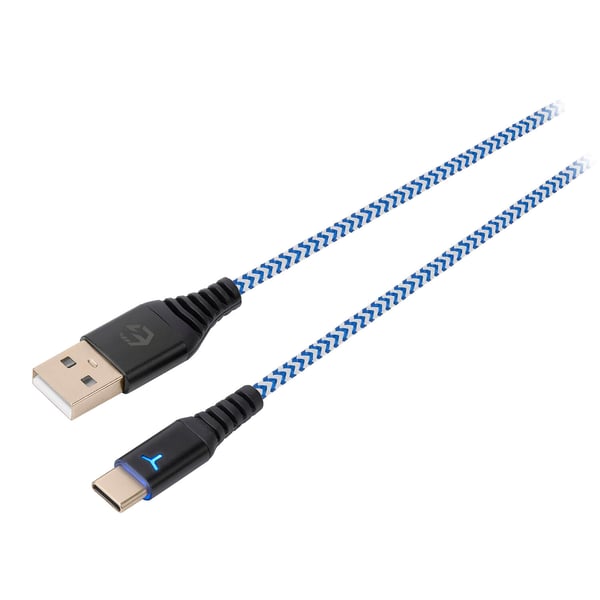 Kabel SCH10 Hvid/Blå Type-C 3m flettet til PS5
