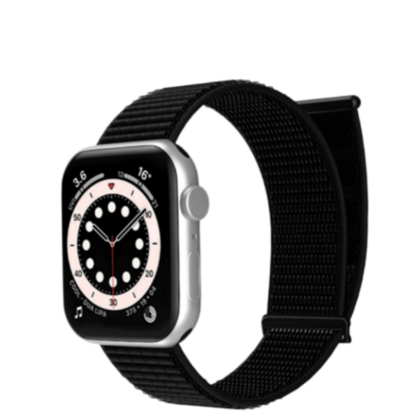 Kompatibelt med Apple iWatch Nylon Loop Borrelås Rem, Svettebestandig og Komfortabel, Tilgjengelig i Flere Farger, Passer 38/40/41mm og 42/44/45/49mm Modeller Black M