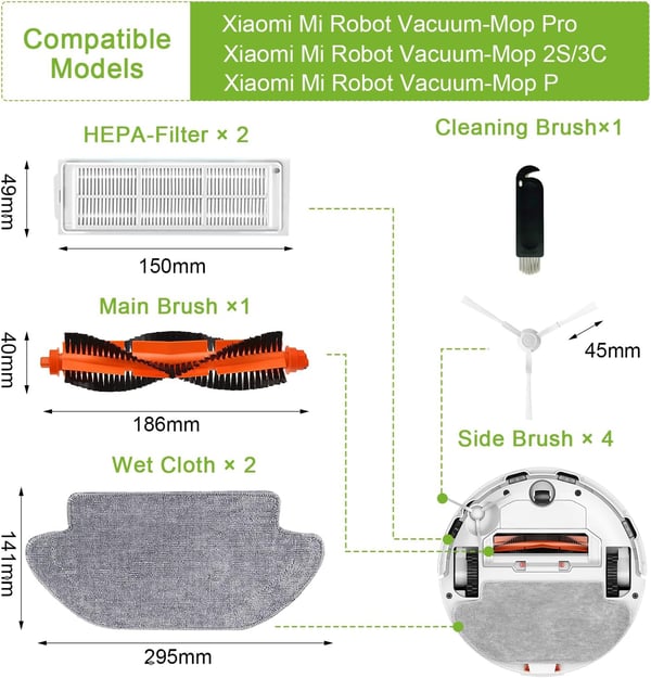 Reservedelssett for Xiaomi robotstøvsuger