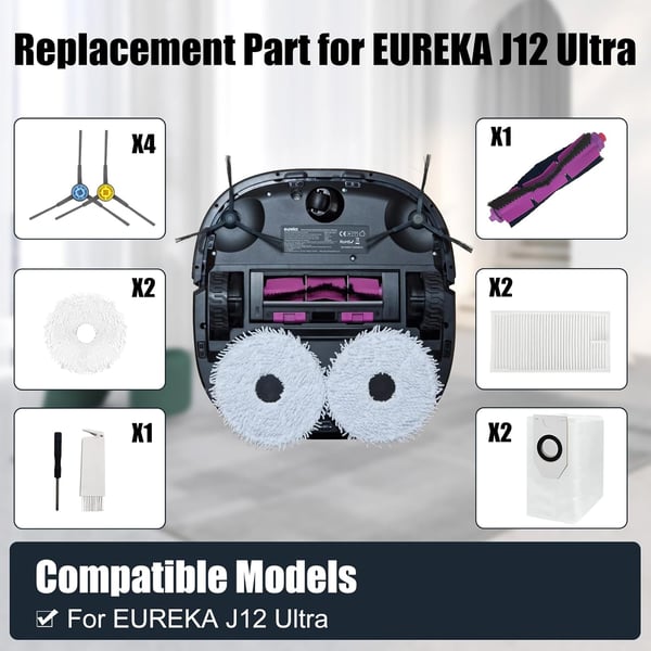 Reservedelssett for Eureka J12 Ultra & Midea V12 støvsugere