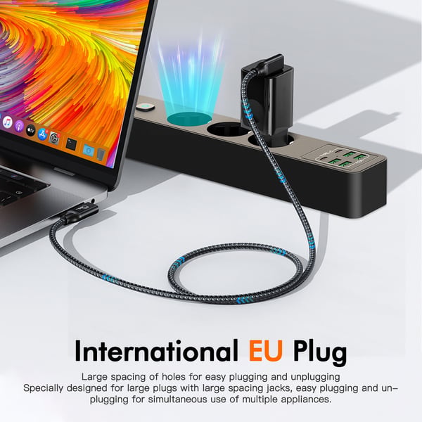 BKL-03 EU-strømskinne med 6 USB-porte Black