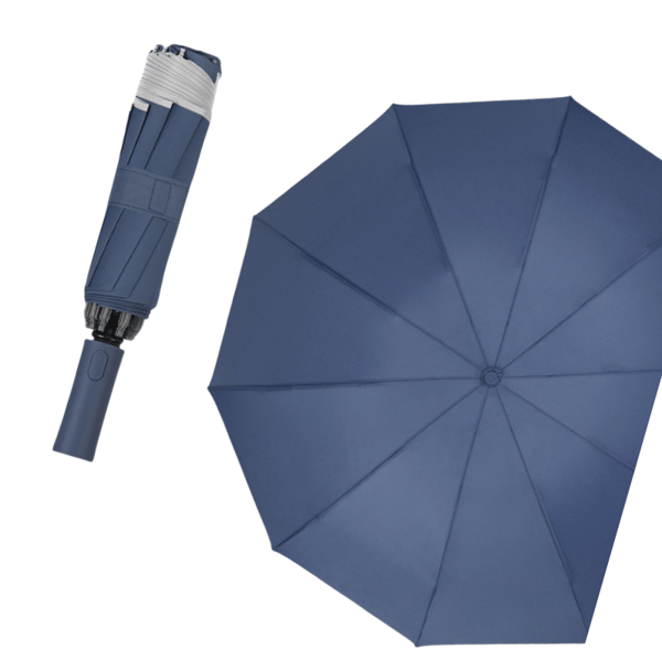 Reflekterende stripe sammenleggbar paraply for regn eller solskinn NavyBlue