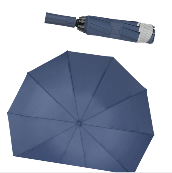 Reflekterende stripe sammenleggbar paraply for regn eller solskinn NavyBlue