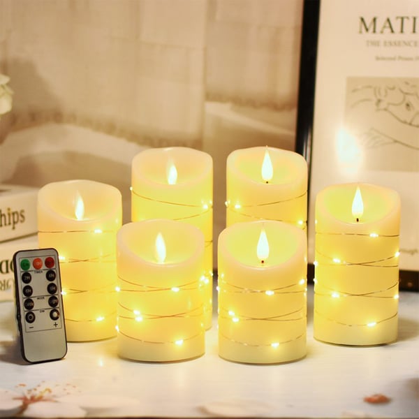 LED-lys med flimrende flammer og fjernkontroll, 3-pakning