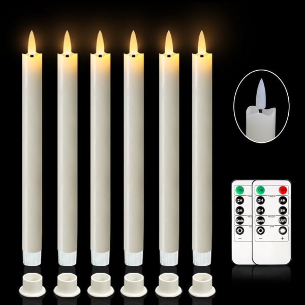 Sett med 6 LED elektroniske lys med realistisk dryppende vokseffekt White
