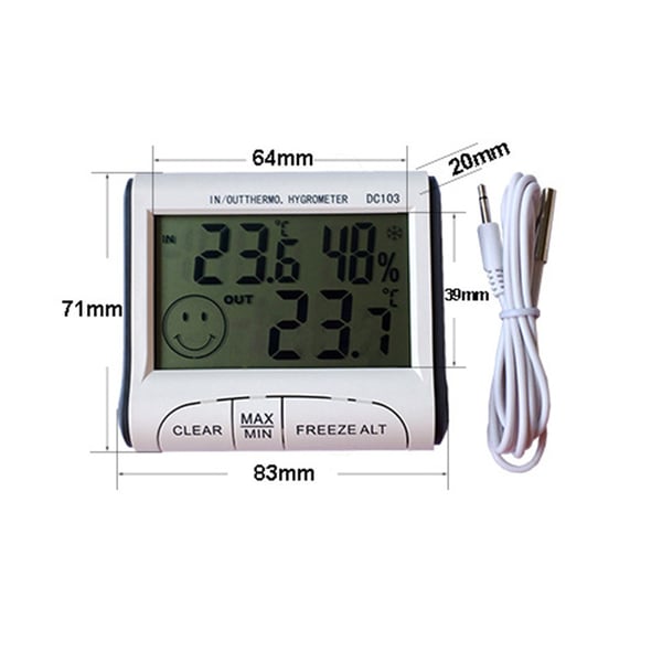 Digitalt termometer hygrometer - hvid