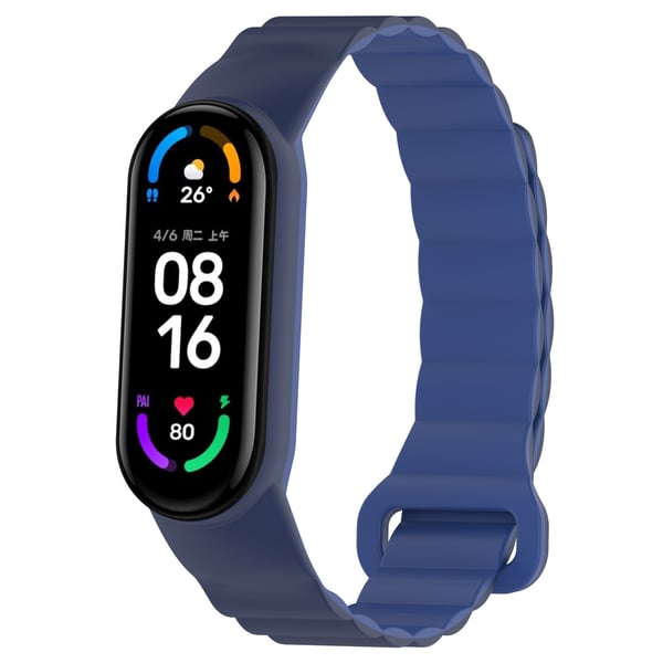 Silikonimagneettinen ranneke Xiaomi Mi Band 3/4/5/6/7:lle Blue Silikonimagneettinen ranneke Xiaomi Mi Band 3/4/5/6/7:lle Blue