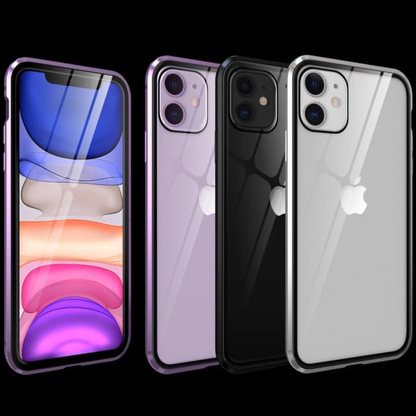 Magnetisk deksel til iPhone, dobbeltsidig deksel i herdet glass Silver iPhone 16 Pro Max