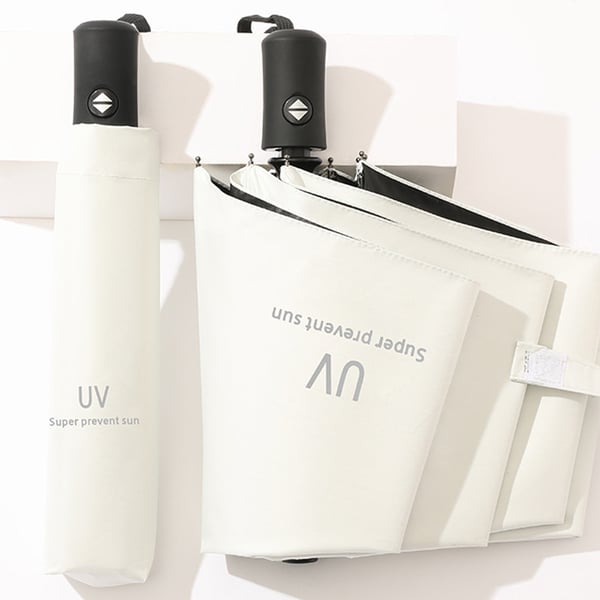 Automatisk sammenleggbar paraply med UV-beskyttelse White