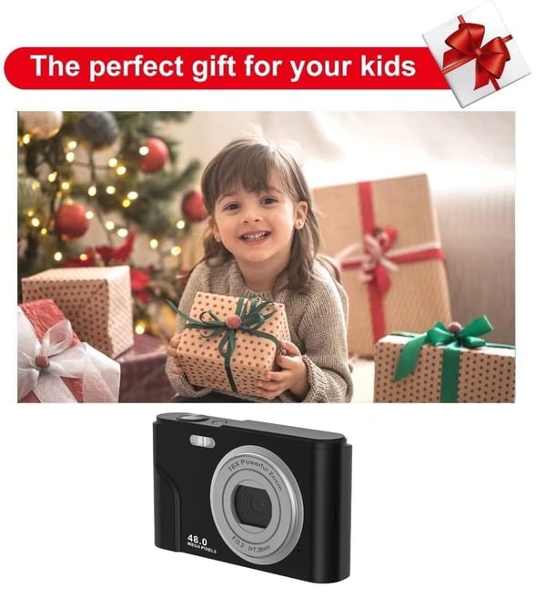 Digitalkamera 1080P, 48 megapiksler, 16x zoom LightBlue