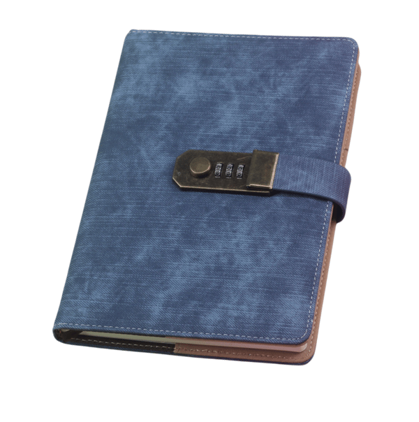 Vintage notesbog med adgangskodelås DarkBlue