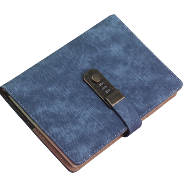 Vintage notesbog med adgangskodelås DarkBlue