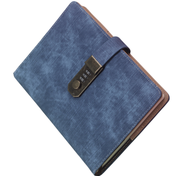 Vintage notesbog med adgangskodelås DarkBlue