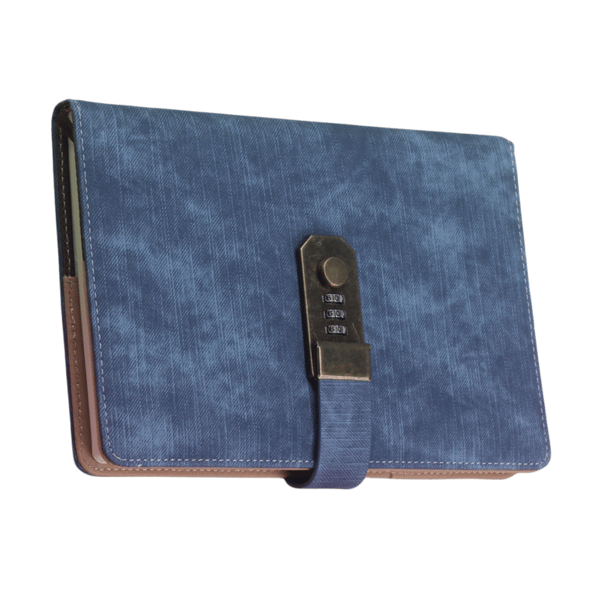 Vintage notesbog med adgangskodelås DarkBlue