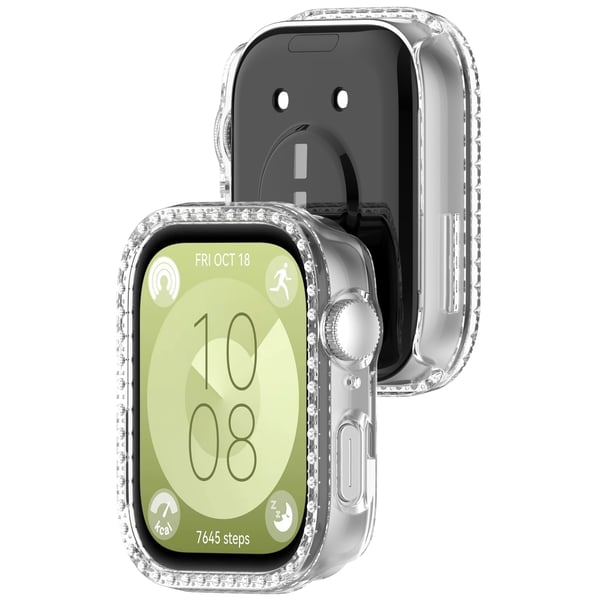 Huawei Watch Fit 3-deksel med diamantformet PC-hulbeskyttelsesdeksel Transparent