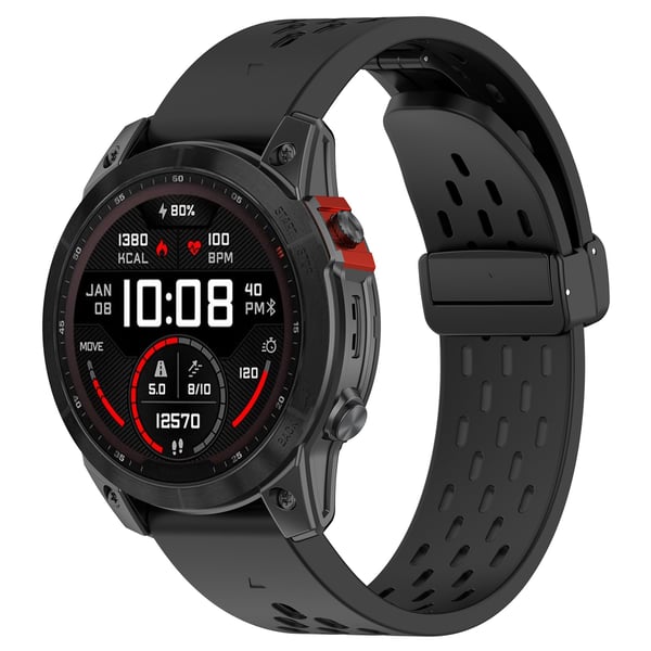 Garmin Fenix-kompatibel silikonrem med huller og foldespænde - 22 mm hvid Black