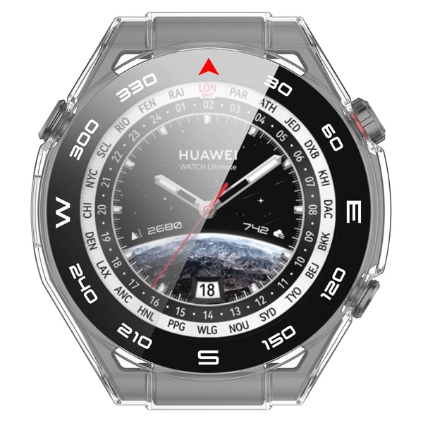 Beskyttelsesskall til Huawei Watch Ultimate - Integrert deksel og etui i sølv Transparent