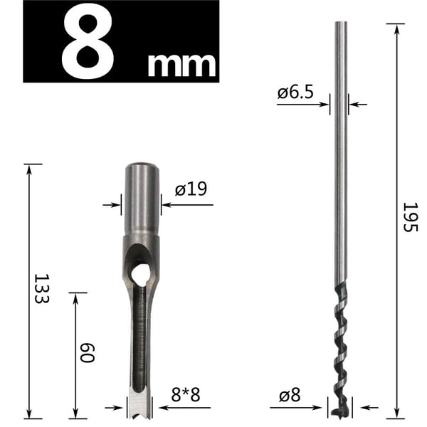 Trebor 9.5MM (3/8) - Firkantbor for Exakte Hull 8 mm